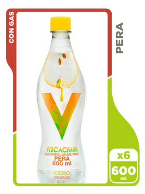 Agua Mineral con gas Viscachani Pera 600 ml - Pack de 6