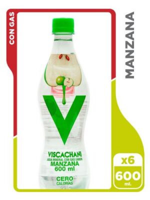 Agua Mineral con gas Viscachani Manzana 600 ml - Pack de 6